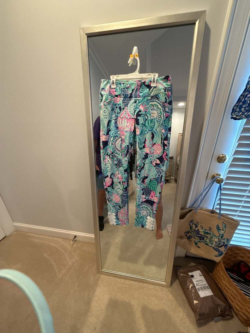 Lilly Pulitzer Loralee Knit Pants in Lookin Sharp Print with Lace Hem